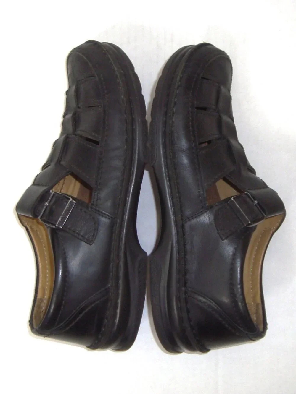 Vintage Birkenstock Footprints Madeira Black Leather Fisherman Sandals Y2K